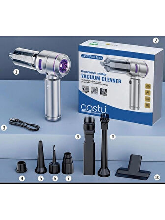 Kablosuz Araç İçi Süpürge Mor | 17000PA Güçlü Vakum | Fırçasız Motor | Üfleme & Vakum