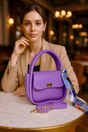 Lüks Gold Detaylı Şal Aksesuarlı Omuz & Çapraz Çanta