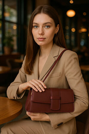 Lüks Şık Tasarım Özel Kapak Detaylı Omuz Çantası