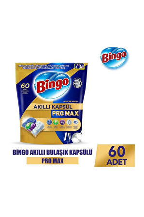 Bingo Akıllı Kapsül Pro Max Bulaşık Makinesi Tableti 60'lı x 3 Adet (180 Kapsül)