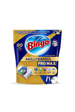 Bingo Akıllı Kapsül Pro Max Bulaşık Makinesi Tableti 60'lı x 3 Adet (180 Kapsül)