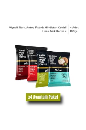 Hazır Türk Kahvesi | Portakallı | Çilekli | Narlı | Vişneli | 100 gr | 4 Adet