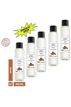 Tarçın Kolonyası 400 ml – Ferahlatıcı Baharatlı Koku, Kalıcı Etki 5 ADET