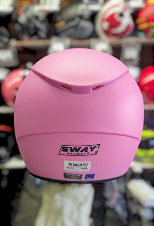 Sway Xbyc 633 Solid Şeffaf Vizörlü Yarım Motosiklet Scooter Kaskı Small Beden Pembe