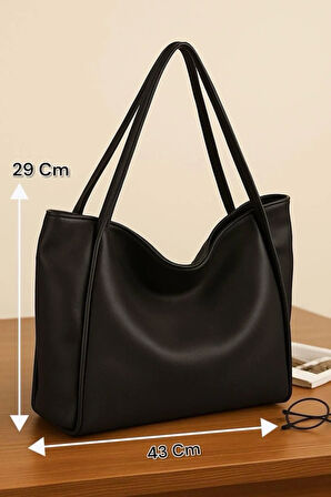 Lüks Büyük Boy Deri Görünümlü Omuz Çantası – Şık & Geniş Hacimli