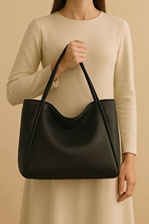 Lüks Büyük Boy Deri Görünümlü Omuz Çantası – Şık & Geniş Hacimli