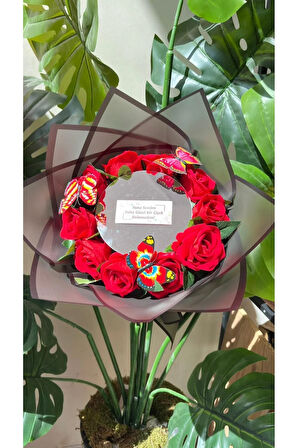 Sana senden daha güzel bir çiçek bulamadım aynalı çiçek buketi - Kelebek Buketi - Ayna Buketi