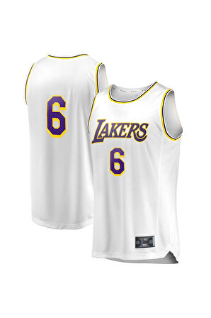 Basketbol Forma Lakers James 6 Beyaz