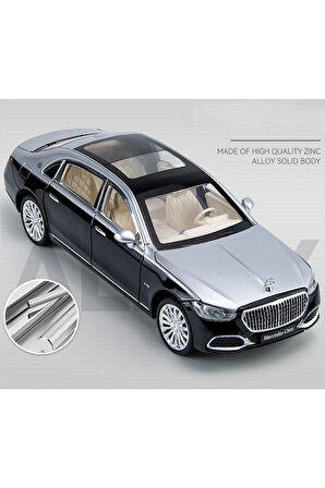 Benz S680 Maybach 1-24 Die Cast Metal Araba Işıklı Sesli Kapılar Kaput Bagaj Açılır