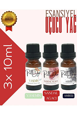 3'lü Yağ Yasemin-amber-sandal Ağacı Buhurdanlık Yağı Difüzör Esansı Aromaterapi 3x10ml
