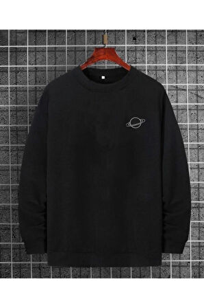 LUNAVISITA Unisex Saturn Baskılı Sweatshirt