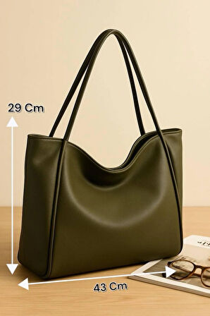 Lüks Büyük Boy Deri Görünümlü Omuz Çantası – Şık & Geniş Hacimli