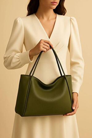 Lüks Büyük Boy Deri Görünümlü Omuz Çantası – Şık & Geniş Hacimli