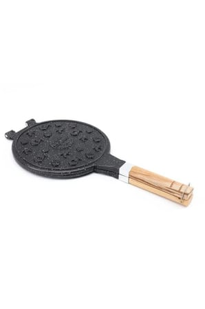 Döküm Waffle Tavası Ahşap Kulp Siyah