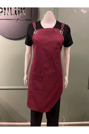 Bordo Renk Astromik Kesim Cafe/Restorant Önlüğü
