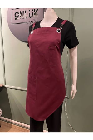 Bordo Renk Astromik Kesim Cafe/Restorant Önlüğü