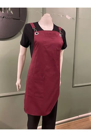 Bordo Renk Astromik Kesim Cafe/Restorant Önlüğü