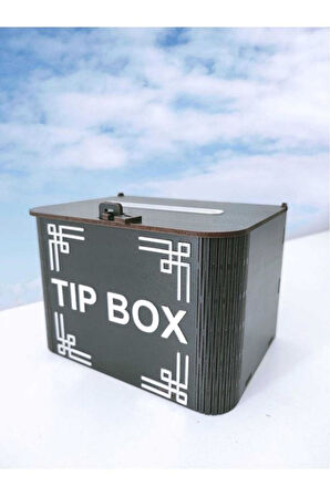 Dekoratif Siyah Ahşap Tip Box Kutu Bahşiş Kutusu Kumbara Tipboxs