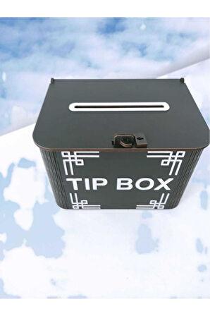 Dekoratif Siyah Ahşap Tip Box Kutu Bahşiş Kutusu Kumbara Tipboxs