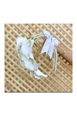 Incili sarkan gala gelin çiçeği, gelin buketi ,damat yaka çiçeği