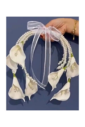 Incili sarkan gala gelin çiçeği, gelin buketi ,damat yaka çiçeği