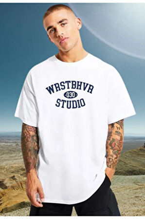 WRSTBHVR Baskılı Oversize Pamuk Tshirt