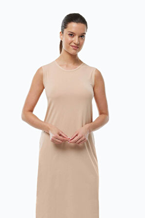 Malabadi 1049 Kadın Modal Sıfır Kol ( Kolsuz ) Uzun Elbise Astarı & Kombinezon