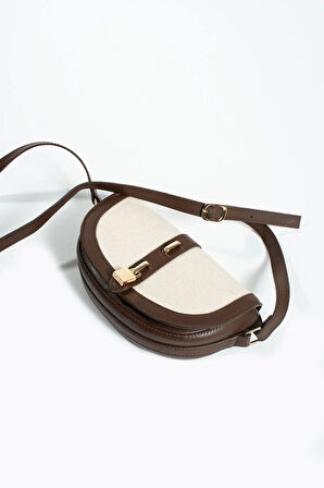 Kilit Aksesuarlı Keten Çanta