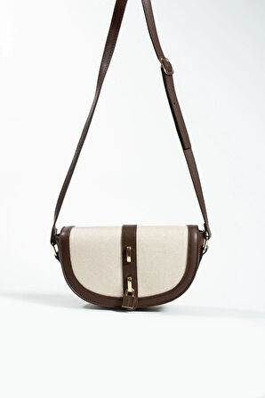 Kilit Aksesuarlı Keten Çanta