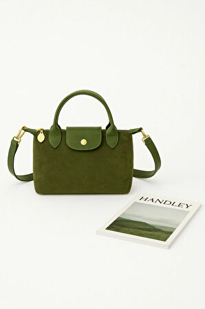 Lilyana – Deri Detaylı Süet El ve Omuz Çantası