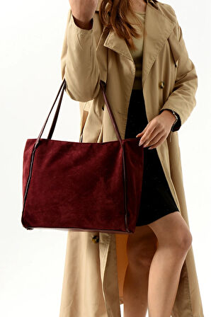 KADIN SALAŞ SUET OMUZ ÇANTASI BÜYÜK BOY ASTARLI