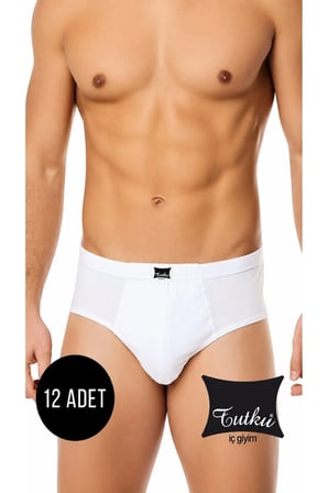 12'li Beyaz Erkek Penye Slip Külot - %100 Pamuk - Nefes Alan Yumuşak Doku
