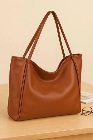 Lüks Büyük Boy Deri Görünümlü Omuz Çantası – Şık & Geniş Hacimli