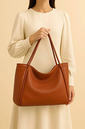 Lüks Büyük Boy Deri Görünümlü Omuz Çantası – Şık & Geniş Hacimli