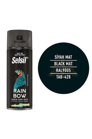 Selsil Rainbow Akrilik Sprey Boya Siyah Mat RAL 9005 400 Ml