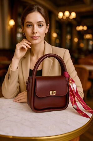 Lüks Gold Detaylı Şal Aksesuarlı Omuz & Çapraz Çanta