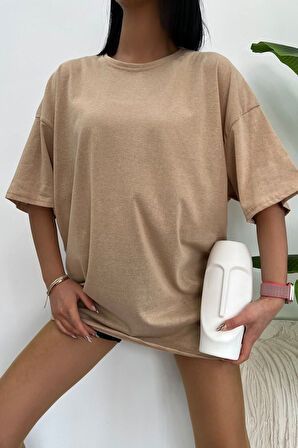 Unisex Pamuk Bisiklet Yaka  Oversize T-shirt