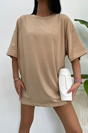 Unisex Pamuk Bisiklet Yaka  Oversize T-shirt