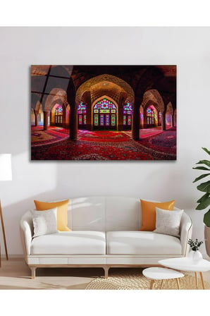 Cami İçi Asimetrik Huzur İslami Dini Cam Tablo Modern Ev Ofis Salon Duvar Oda Dekoru Hediyelik