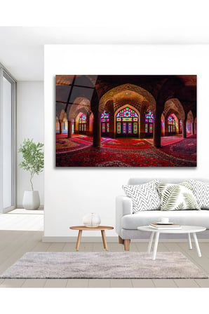 Cami İçi Asimetrik Huzur İslami Dini Cam Tablo Modern Ev Ofis Salon Duvar Oda Dekoru Hediyelik