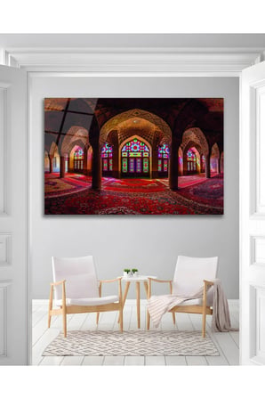 Cami İçi Asimetrik Huzur İslami Dini Cam Tablo Modern Ev Ofis Salon Duvar Oda Dekoru Hediyelik
