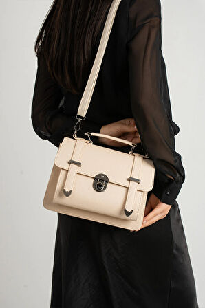 Vegan Deri Ayarlanabilir Uzun Askılı Kilitli Kadın Çantası Omuz Çantası