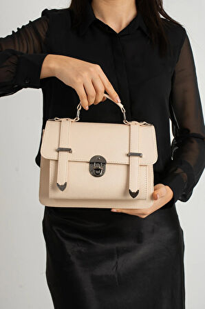 Vegan Deri Ayarlanabilir Uzun Askılı Kilitli Kadın Çantası Omuz Çantası