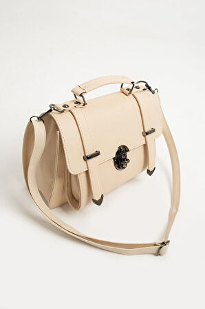 Vegan Deri Ayarlanabilir Uzun Askılı Kilitli Kadın Çantası Omuz Çantası