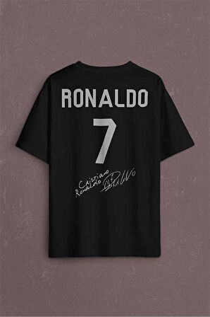 Unisex Tasarım Ronaldo Baskılı Oversize %100 Pamuk T-shirt