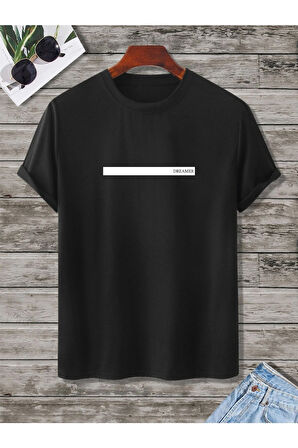 Unisex Dreamer Siyah Oversize Baskılı T-shirt