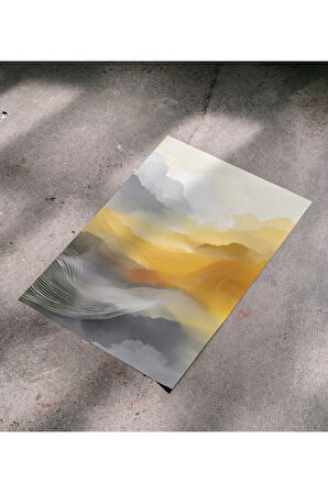 Çerçevesiz Poster, Dijital Baskı Soyut - Sarı , Salon Ofis Dekorasyon