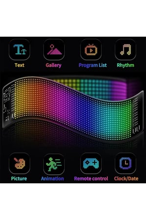 Led Ekran Matrix Panel Cama Yapışan En Büyük Boy 16X96 Telefon App Kontrol Digital Araba Yazısı