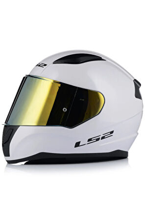 Rapıd 2 Beyaz Kapalı Motosiklet Kaskı Gold Camlı