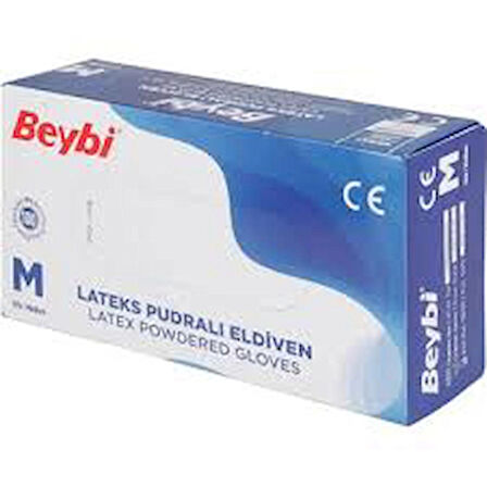 Beybi Lateks Pudralı Muayene Eldiveni M (Medium) 100 Lü